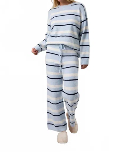 Le Lis Casual Cool Stripe Sweater Two Piece Set In Light Blue