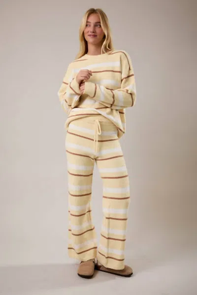 Le Lis Casual Cool Stripe Sweater Two Piece Set In Yellow In Red