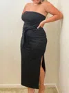 Le Lis Chandler Strapless Front Tie Dress In Black