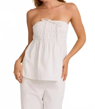 Le Lis Charlotte Bow Front Babydoll Top In White