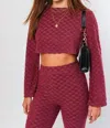 LE LIS CHECKERED CROP TOP IN BURGUNDY