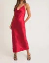 Le Lis Cherry Satin Midi Dress In Red