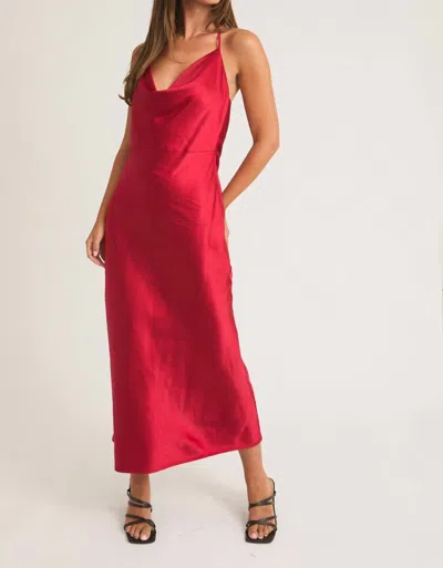 Le Lis Cherry Satin Midi Dress In Red