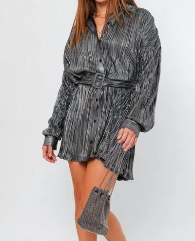 Le Lis Chiara Shirt Mini Dress In Grey In Gray