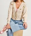 Le Lis Claire Rose Knitted Sweater Cardigan In Beige