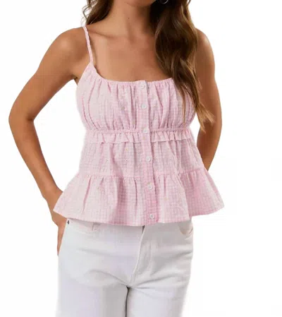 Le Lis Coastal Picnic Babydoll Tiered Top In Pink