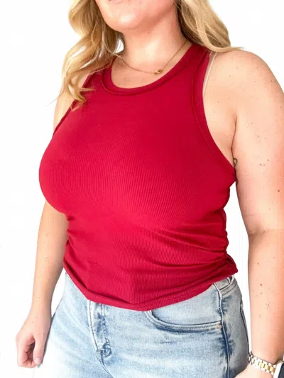 Le Lis Coastal Stitch Ribbed Tank In Burgundy In Red