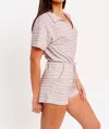 Le Lis Collared Short Sleeve Romper In Mauve In Multi