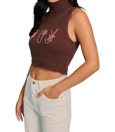 Le Lis Comfort & Joy Knit Crop Top In Brown