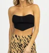 LE LIS CORSET BANDEAU KNIT TOP IN BLACK