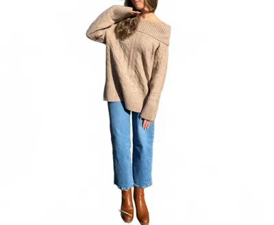 Le Lis Cozy Cable Off Shoulder Sweater In Tan In Multi