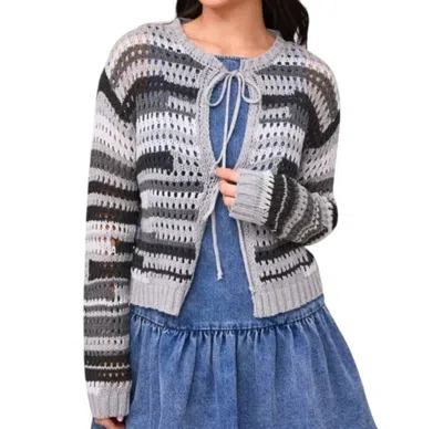 Le Lis Crochet Cardigan In Black/grey In Multi