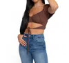Le Lis Dahlia Cut Out Crop Top In Brown