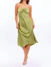 Le Lis Darling Glow Satin Midi Dress In Avocado In Green