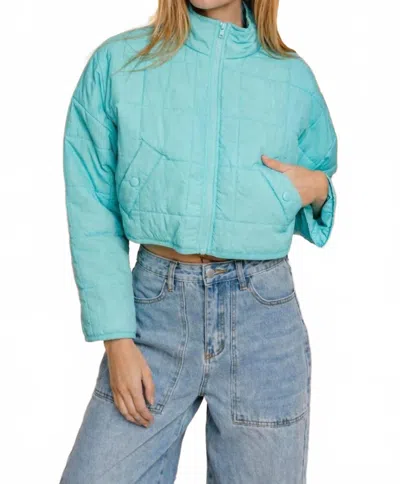 Le Lis Daydream Cropped Puffer Jacket In Aqua In Blue