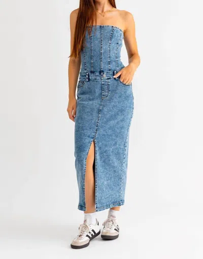 Le Lis Deedee Denim Maxi Dress