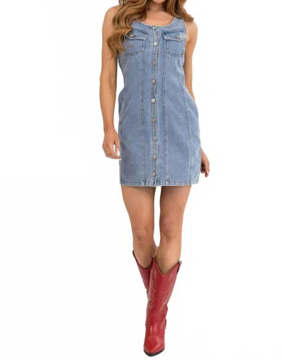 Le Lis Denim Dream Mini Dress In Light Wash In Blue