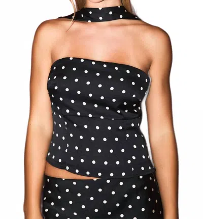 Le Lis Dreamy Dot Corset Top In Black