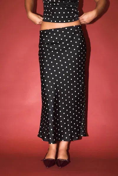 Le Lis Dreamy Dot Mid Rise Maxi Skirt In Black