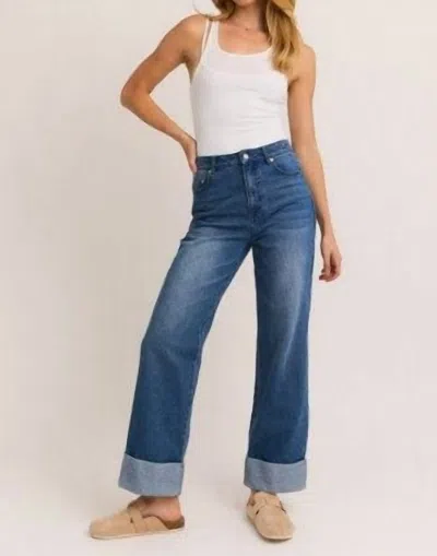 Le Lis Each Their Own Cuffed Denim Pant In Blue