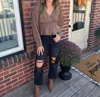 Le Lis Eden Pleated Peplum Blouse In Mocha In Brown