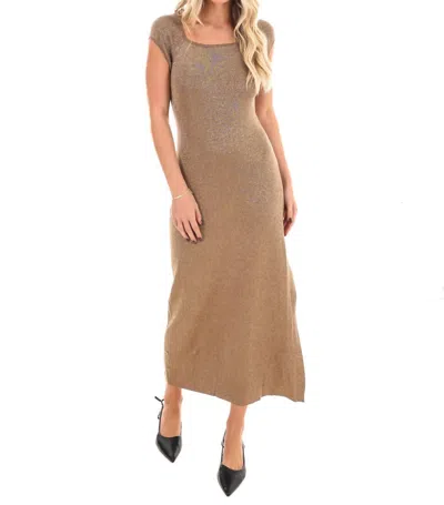 Le Lis Effortless Shine Metallic Midi Dress In Gold