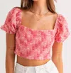 Le Lis Eliza Rosette Crop Top In Pink
