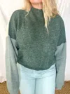 Le Lis Emerald Colorblock Sweater In Green And Grey Combo