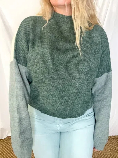 Le Lis Emerald Colorblock Sweater In Green And Grey Combo In Multi