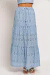 Le Lis Enchanting Eyelet Skirt In Blue In Blue