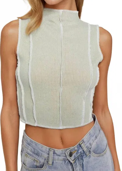 Le Lis Exposed Thread Top In Sage In Nude