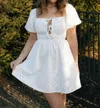 Le Lis Eyelet Denim Dress In White