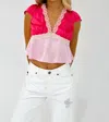 Le Lis Farrah Satin Top In Pink Multi