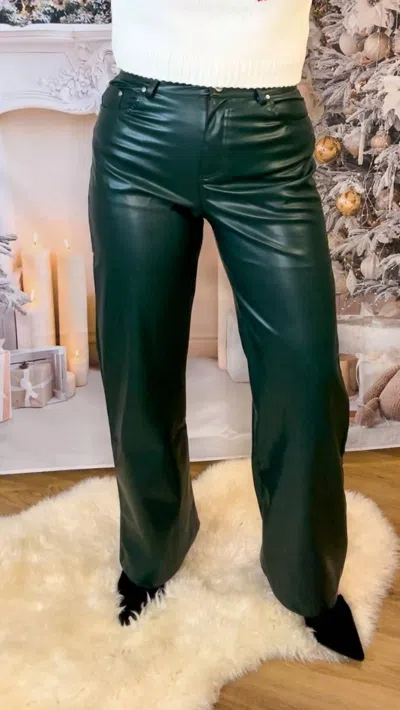 Le Lis Faux Leather Pants In Green