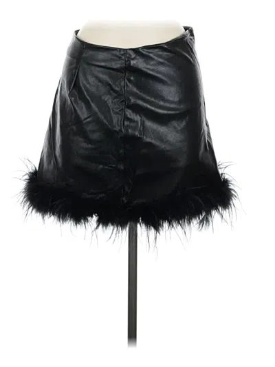 Pre-owned Le Lis Faux Leather Skirt In Black