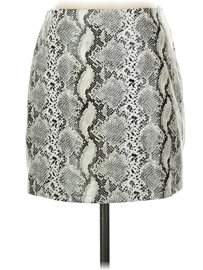 Pre-owned Le Lis Faux Leather Skirt In Gray