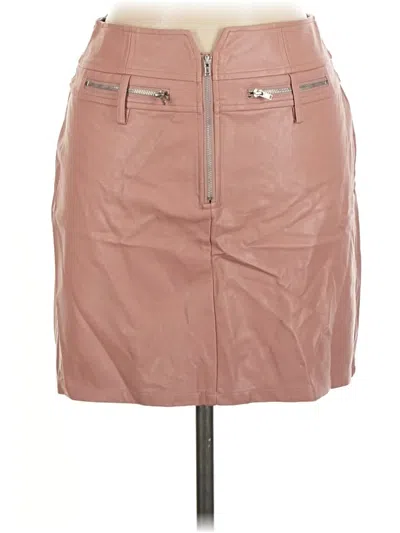 Pre-owned Le Lis Faux Leather Skirt In Tan