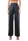 Le Lis Faux Leather Wideleg Pants In Black In Black