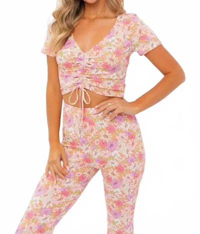 Le Lis Floral Print Ruched Top In Multi