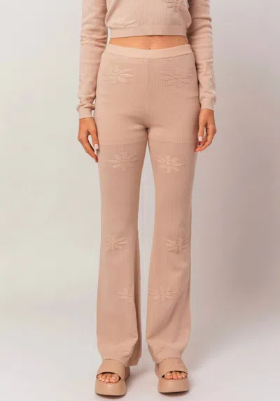 Le Lis Flower Detail Sweater Pants In Taupe In Beige