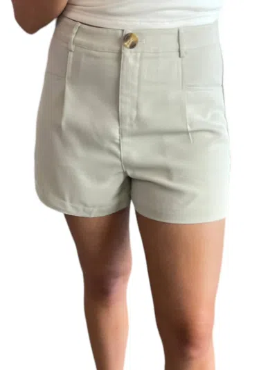 Le Lis Front Pleated Shorts In Natural In White