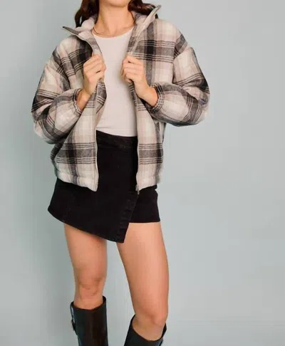 Le Lis Gemma Plaid Jacket In Grey-black Plaid In Multi