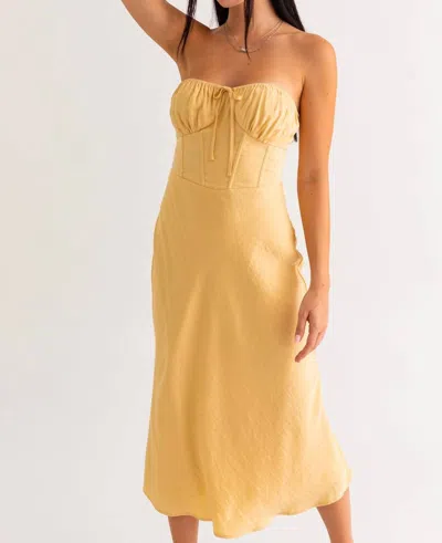 Le Lis Geneva Midi Dress In Dusty Yellow In Multi