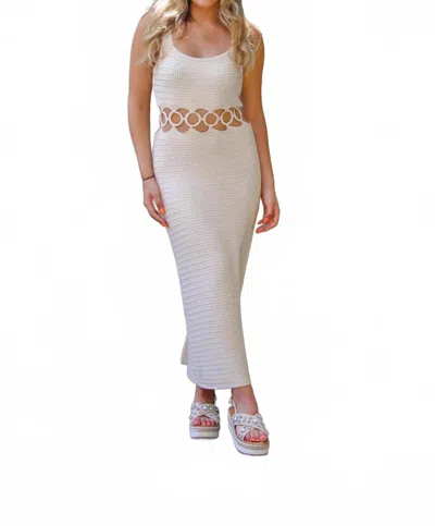 Le Lis Get Down Girl Cotton Blend Crochet Cut Out Midi Dress In Sand In Neutral