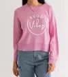 Le Lis Good Vibes Pullover Sweater In Pink In Pink