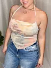Le Lis Good Vibes Velvet Halter Scarf Top In Tie Dye
