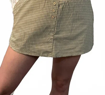 Le Lis Gracyn Mini Skort In Brown Gingham In Multi
