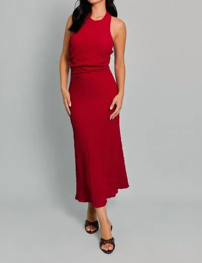 Le Lis Halter Neck Midi Dress In Red