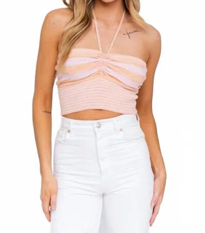 Le Lis Halter Neck Sweater Crop Top In Pastel In Pink