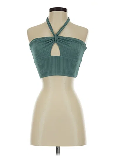 Pre-owned Le Lis Halter Top Teal Halter Neckline Tops